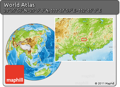Physical Location Map of the Area around 24° 52' 30" N, 112° 16' 30" E