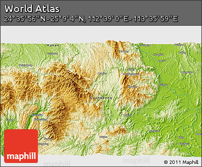 Physical 3D Map of the Area around 24° 52' 30" N, 113° 7' 30" E