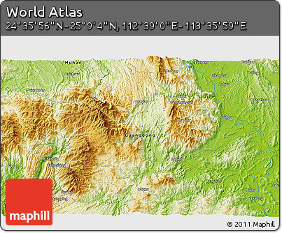 Physical 3D Map of the Area around 24° 52' 30" N, 113° 7' 30" E