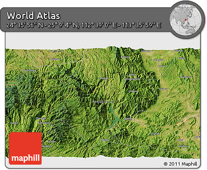 Satellite 3D Map of the Area around 24° 52' 30" N, 113° 7' 30" E
