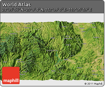 Satellite 3D Map of the Area around 24° 52' 30" N, 113° 7' 30" E