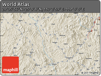 Shaded Relief Map of the Area around 24° 52' 30" N, 116° 31' 30" E