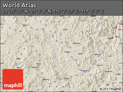 Shaded Relief Map of the Area around 24° 52' 30" N, 116° 31' 30" E