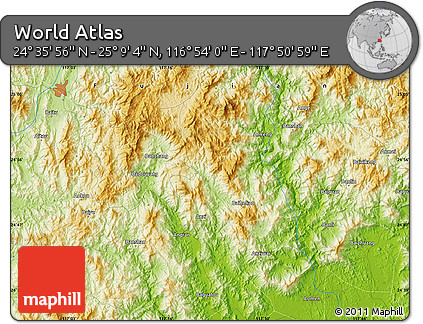 Physical Map of the Area around 24° 52' 30" N, 117° 22' 30" E