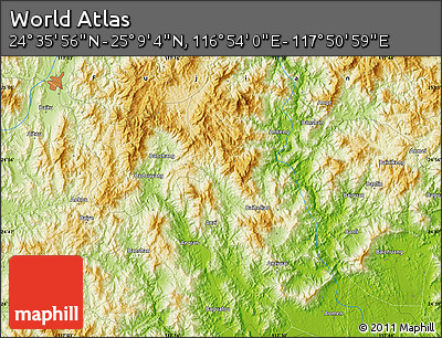 Physical Map of the Area around 24° 52' 30" N, 117° 22' 30" E