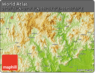 Physical Map of the Area around 24° 52' 30" N, 117° 22' 30" E