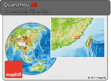 Physical Location Map of Quanzhou