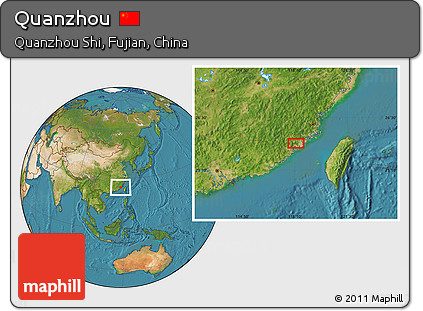 Satellite Location Map of Quanzhou