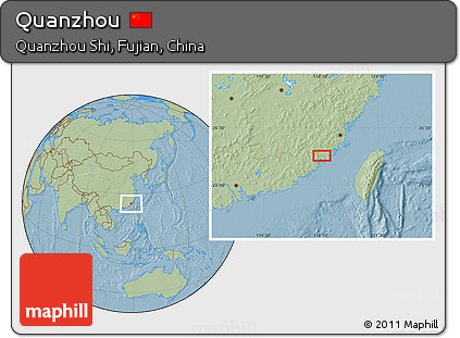 Savanna Style Location Map of Quanzhou, hill shading