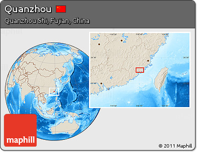 Shaded Relief Location Map of Quanzhou