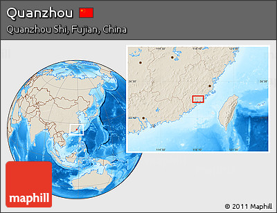 Shaded Relief Location Map of Quanzhou
