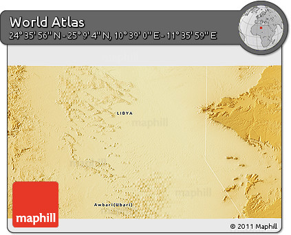 Physical 3D Map of the Area around 24° 52' 30" N, 11° 7' 30" E