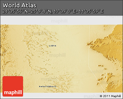 Physical 3D Map of the Area around 24° 52' 30" N, 11° 7' 30" E