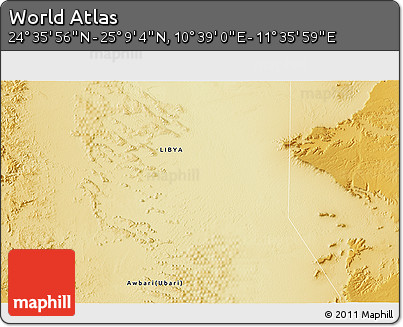 Physical 3D Map of the Area around 24° 52' 30" N, 11° 7' 30" E
