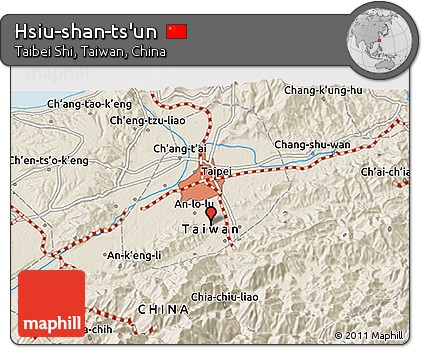 Shaded Relief 3D Map of Hsiu-shan-ts'un