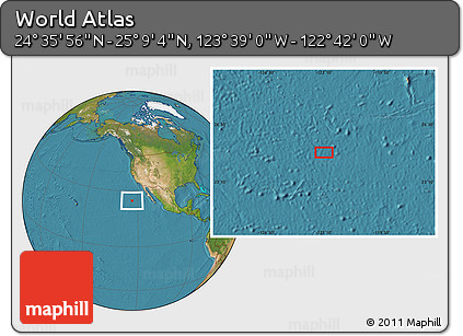 Satellite Location Map of the Area around 24° 52' 30" N, 123° 10' 30" W