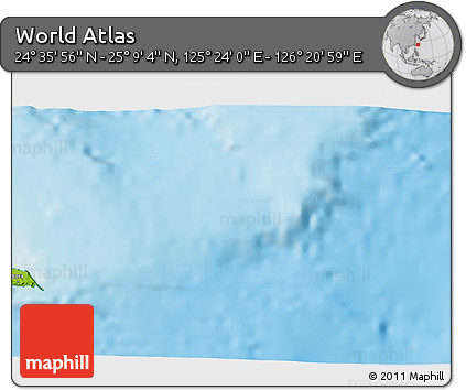 Physical 3D Map of the Area around 24° 52' 30" N, 125° 52' 30" E