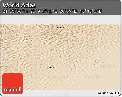 Satellite 3D Map of the Area around 24° 52' 30" N, 12° 49' 29" E