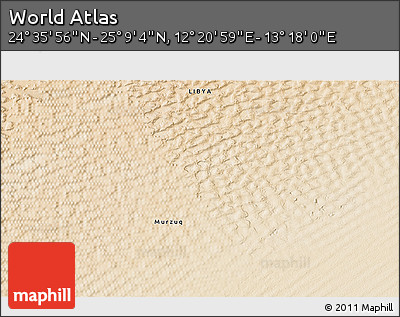 Satellite 3D Map of the Area around 24° 52' 30" N, 12° 49' 29" E