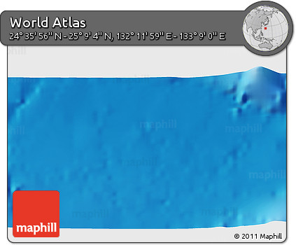 Physical 3D Map of the Area around 24° 52' 30" N, 132° 40' 30" E