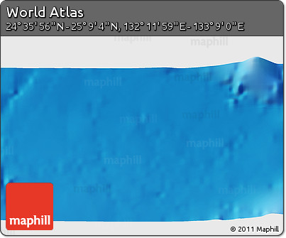 Physical 3D Map of the Area around 24° 52' 30" N, 132° 40' 30" E