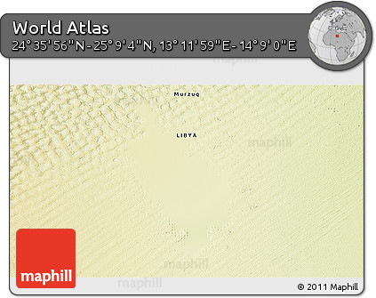 Physical 3D Map of the Area around 24° 52' 30" N, 13° 40' 30" E