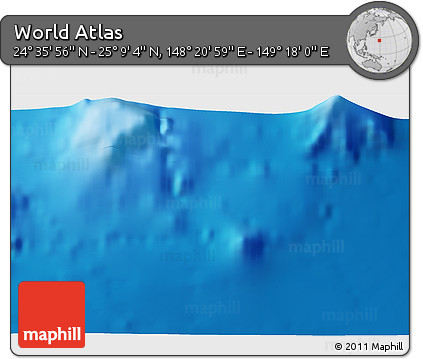 Physical 3D Map of the Area around 24° 52' 30" N, 148° 49' 29" E