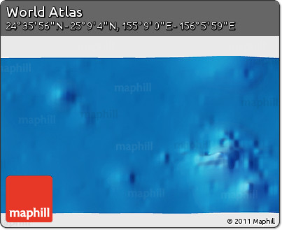 Shaded Relief 3D Map of the Area around 24° 52' 30" N, 155° 37' 30" E