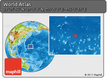 Physical Location Map of the Area around 24° 52' 30" N, 155° 37' 30" E