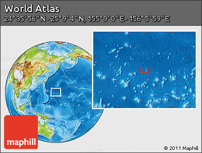 Physical Location Map of the Area around 24° 52' 30" N, 155° 37' 30" E