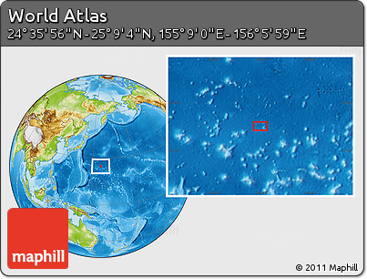 Physical Location Map of the Area around 24° 52' 30" N, 155° 37' 30" E