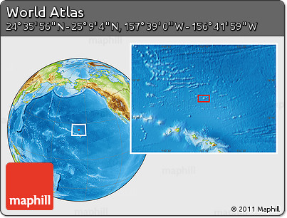 Physical Location Map of the Area around 24° 52' 30" N, 157° 10' 30" W