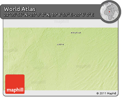 Physical 3D Map of the Area around 24° 52' 30" N, 19° 37' 30" E