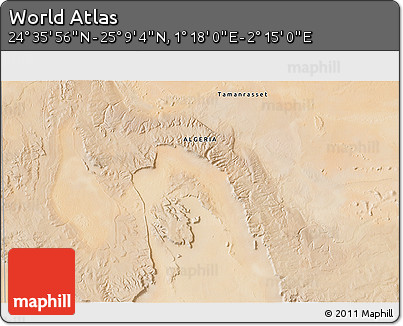 Satellite 3D Map of the Area around 24° 52' 30" N, 1° 46' 29" E