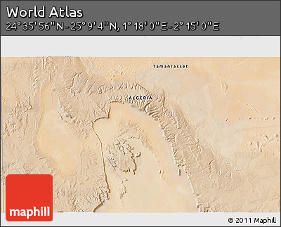 Satellite 3D Map of the Area around 24° 52' 30" N, 1° 46' 29" E