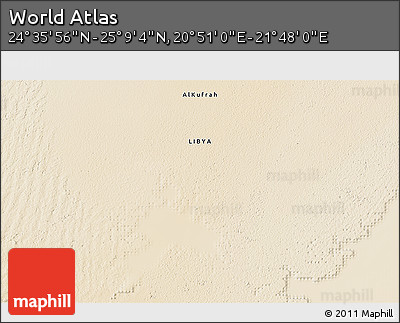 Satellite 3D Map of the Area around 24° 52' 30" N, 21° 19' 30" E