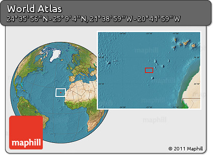 Satellite Location Map of the Area around 24° 52' 30" N, 21° 10' 29" W