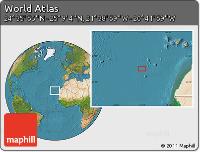 Satellite Location Map of the Area around 24° 52' 30" N, 21° 10' 29" W