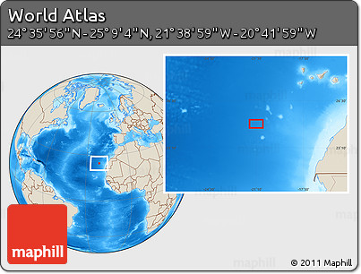 Shaded Relief Location Map of the Area around 24° 52' 30" N, 21° 10' 29" W