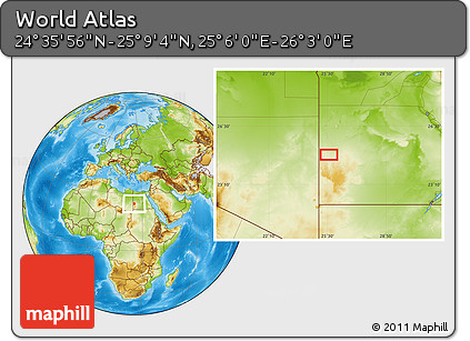 Physical Location Map of the Area around 24° 52' 30" N, 25° 34' 30" E
