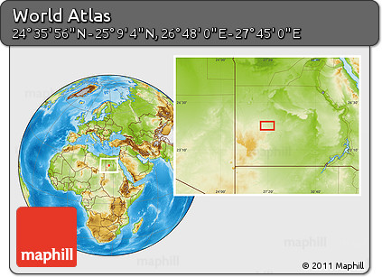 Physical Location Map of the Area around 24° 52' 30" N, 27° 16' 29" E