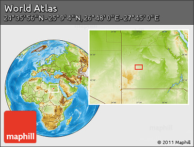 Physical Location Map of the Area around 24° 52' 30" N, 27° 16' 29" E