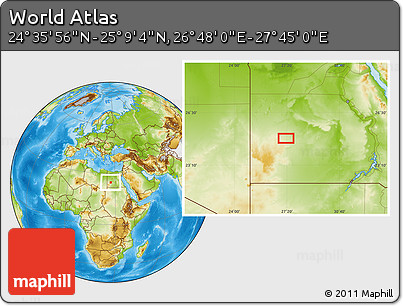 Physical Location Map of the Area around 24° 52' 30" N, 27° 16' 29" E