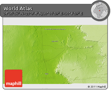 Physical 3D Map of the Area around 24° 52' 30" N, 30° 40' 29" E