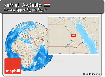 Shaded Relief Location Map of Kafr Al `Awḑalāb