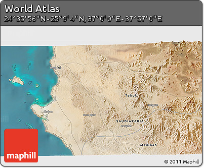 Satellite 3D Map of the Area around 24° 52' 30" N, 37° 28' 30" E