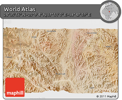 Satellite 3D Map of the Area around 24° 52' 30" N, 38° 19' 30" E