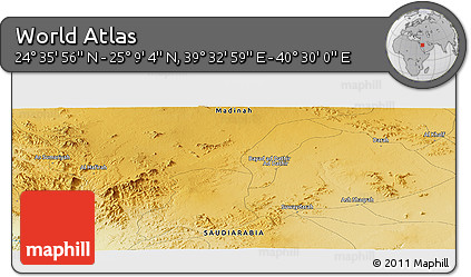 Physical Panoramic Map of the Area around 24° 52' 30" N, 40° 1' 29" E