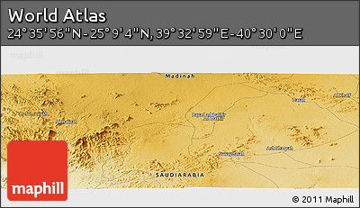 Physical Panoramic Map of the Area around 24° 52' 30" N, 40° 1' 29" E