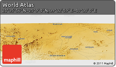 Physical Panoramic Map of the Area around 24° 52' 30" N, 40° 1' 29" E